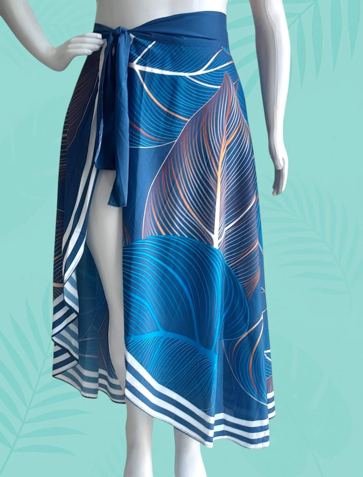 Saia pareô Estampada Azul