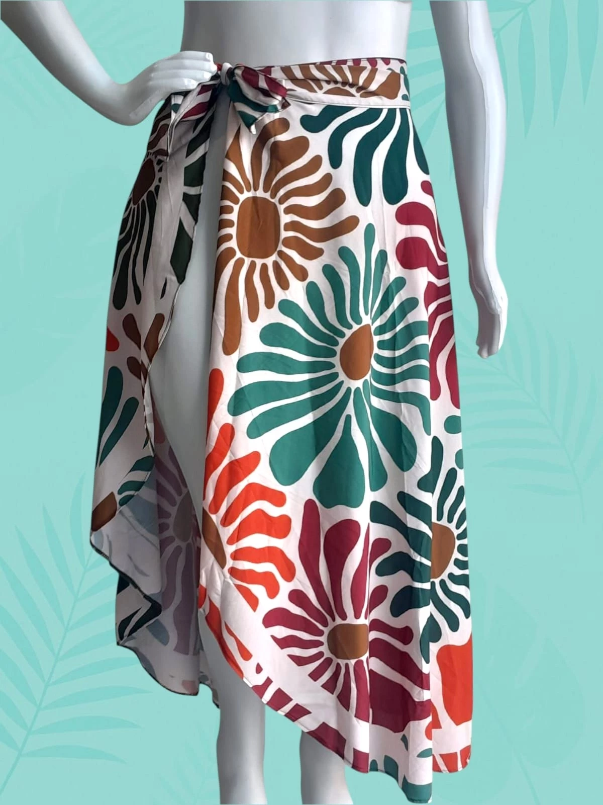 Saia Pareô Estampada Floral Multicolorida