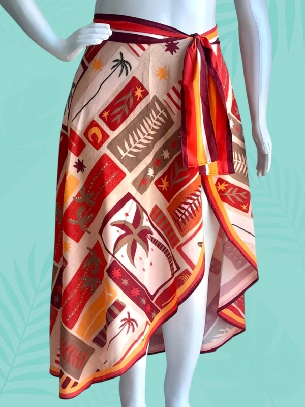 Saia Pareô Estampada Tropical Multicolorida