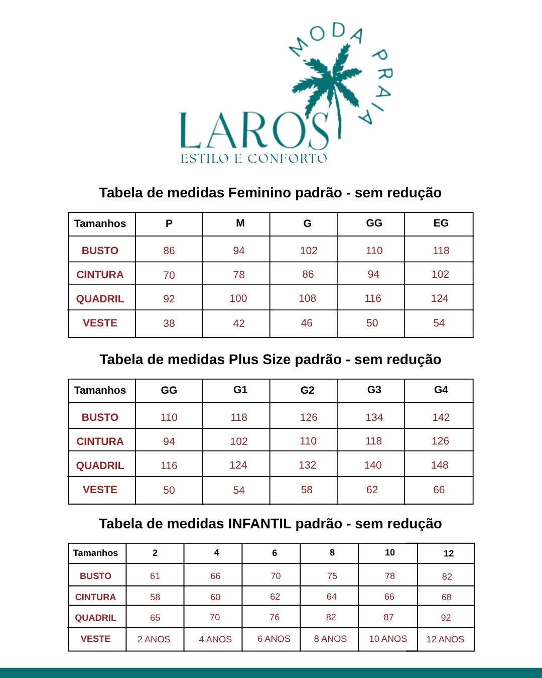 Tabela de Medidas